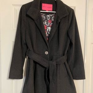 Grey Betsey Johnson Flare Pea Coat - M